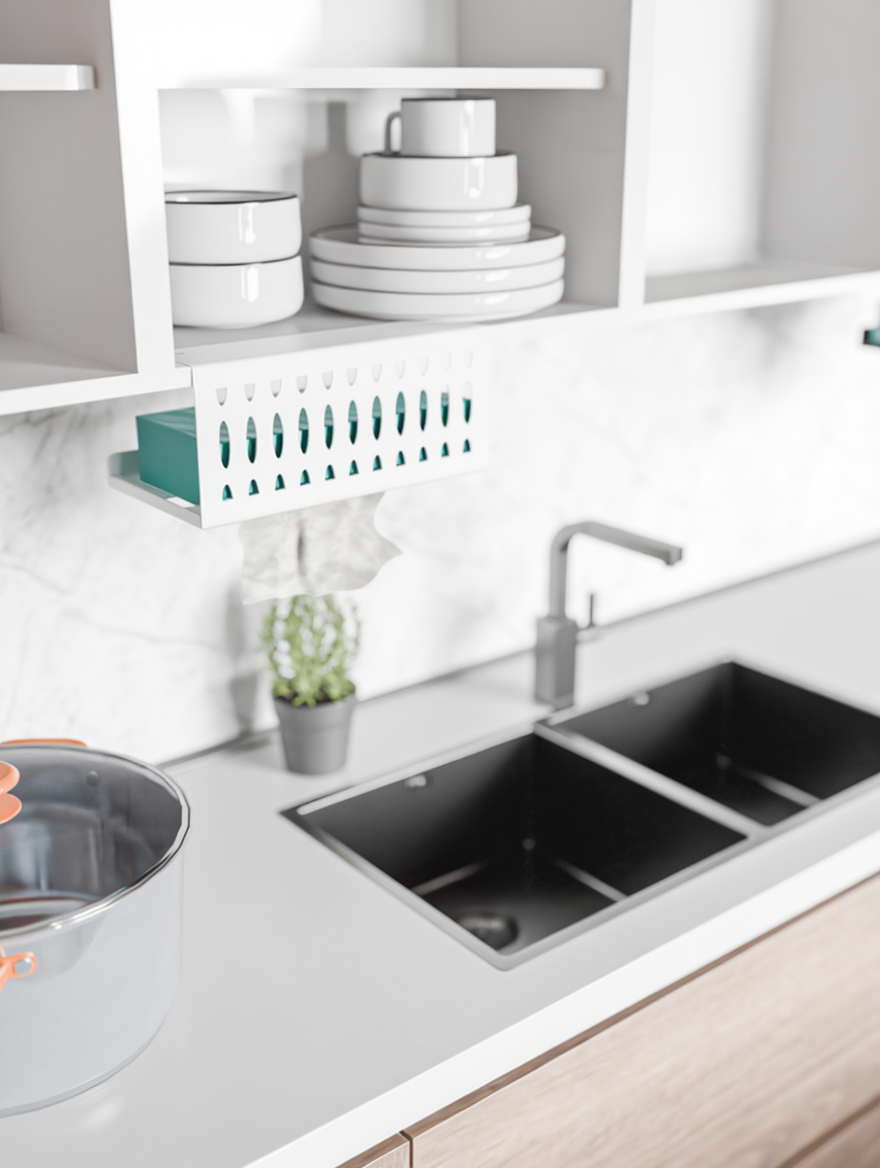 Tissue Holder Kitchen – Wall-Mounted Deep Paper Towel Dispenser