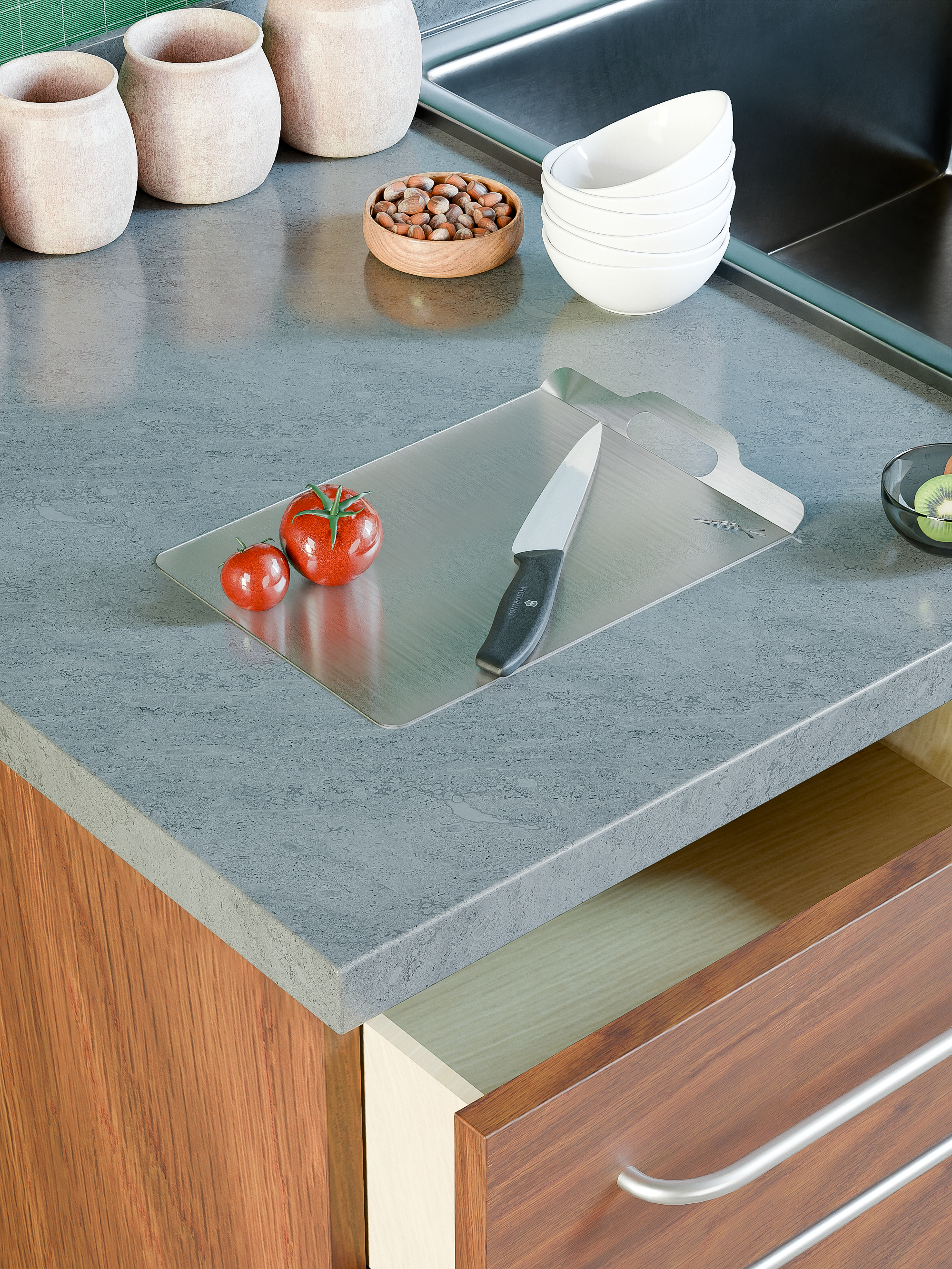 Steel chopping board