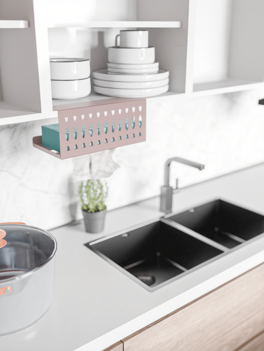 Tissue Holder Kitchen – Wall-Mounted Deep Paper Towel Dispenser