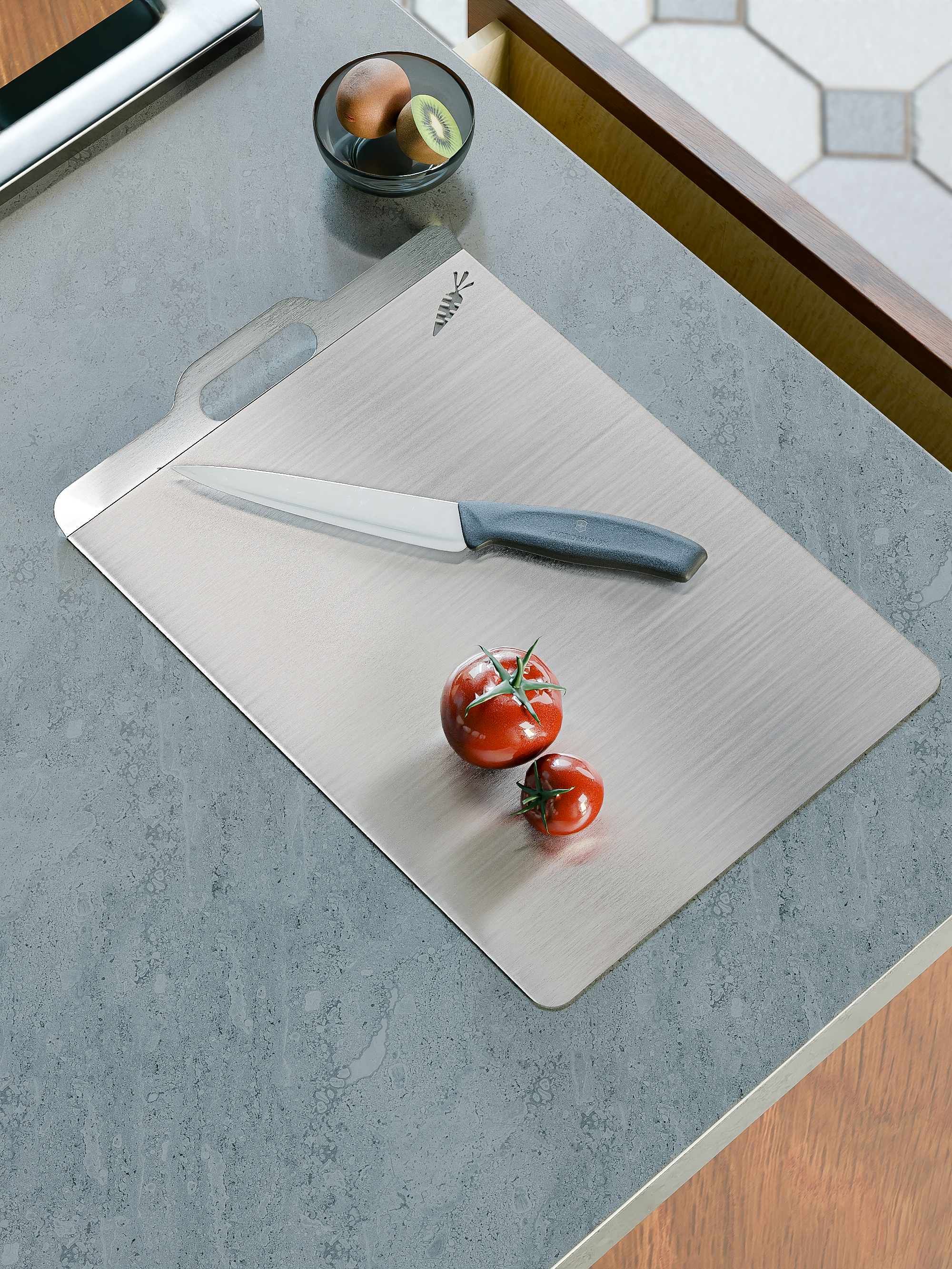 Steel chopping board